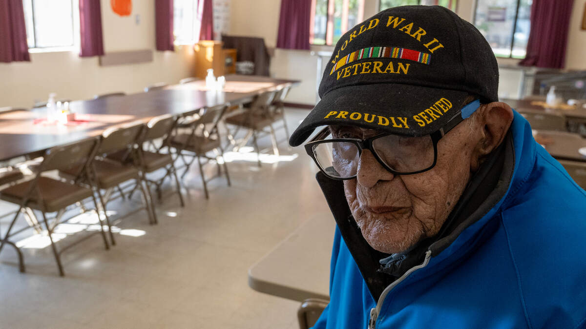 José Ortiz, 102, sits at the Stanford Settlement Senior Center on Nov. 17. About 50 seniors are served continental breakfast and a hot lunch every day at the center. The existing sink is not adequate for its current use and they’re asking Book of Dreams for a new sink as well as professional cleaning of the floors.