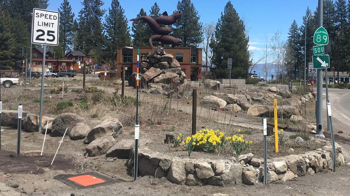 Highway officials are taking Tahoe City's trout sculpture down to make way for a road project.
