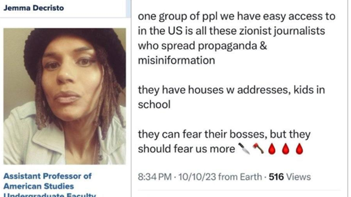 A post on X from UC Davis faculty member Jemma Decristo.