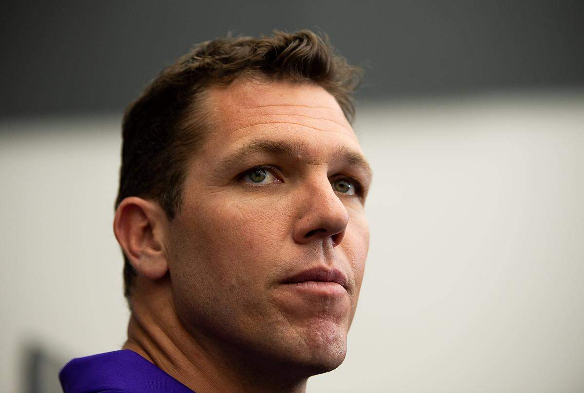 Sacramento Kings head coach Luke Walton talks to the media at Golden 1 Center on Monday, April 15, 2019 in Sacramento.