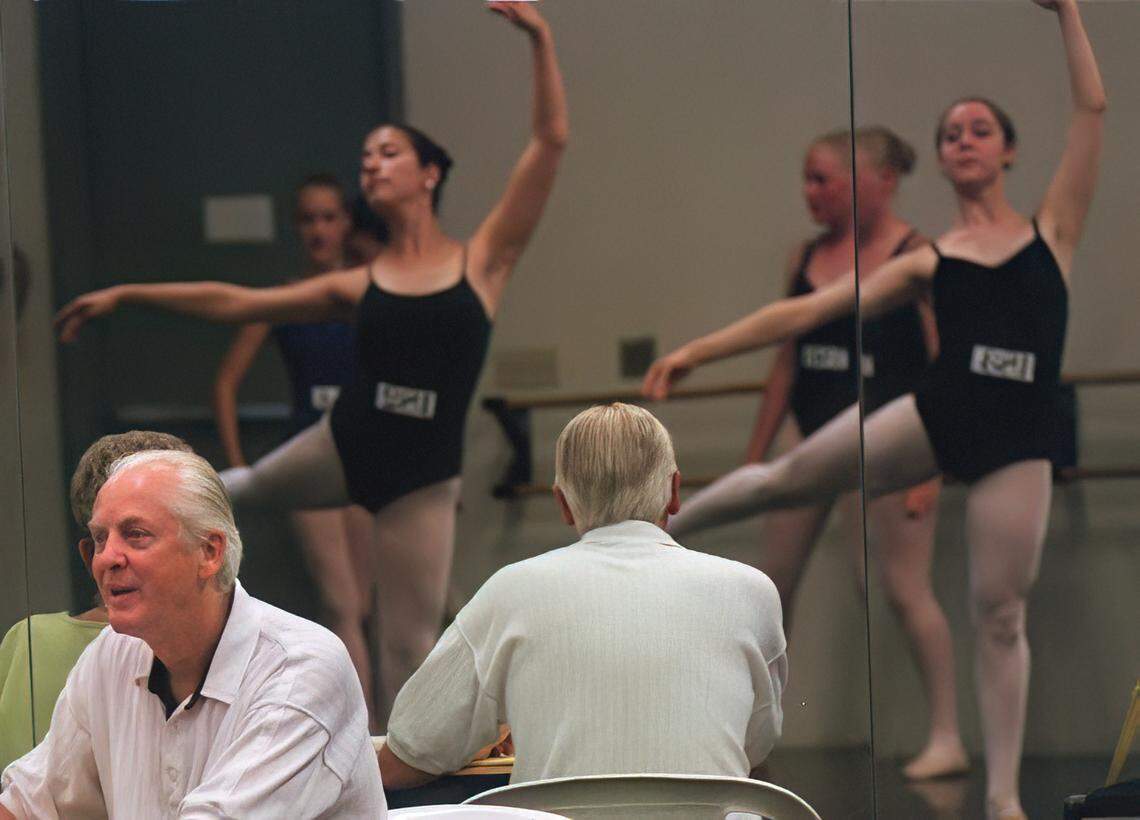 Ron Cunningham, artistic director for the Sacramento Ballet, watches dancers audition for the Nutcracker on Sept. 19, 1998.