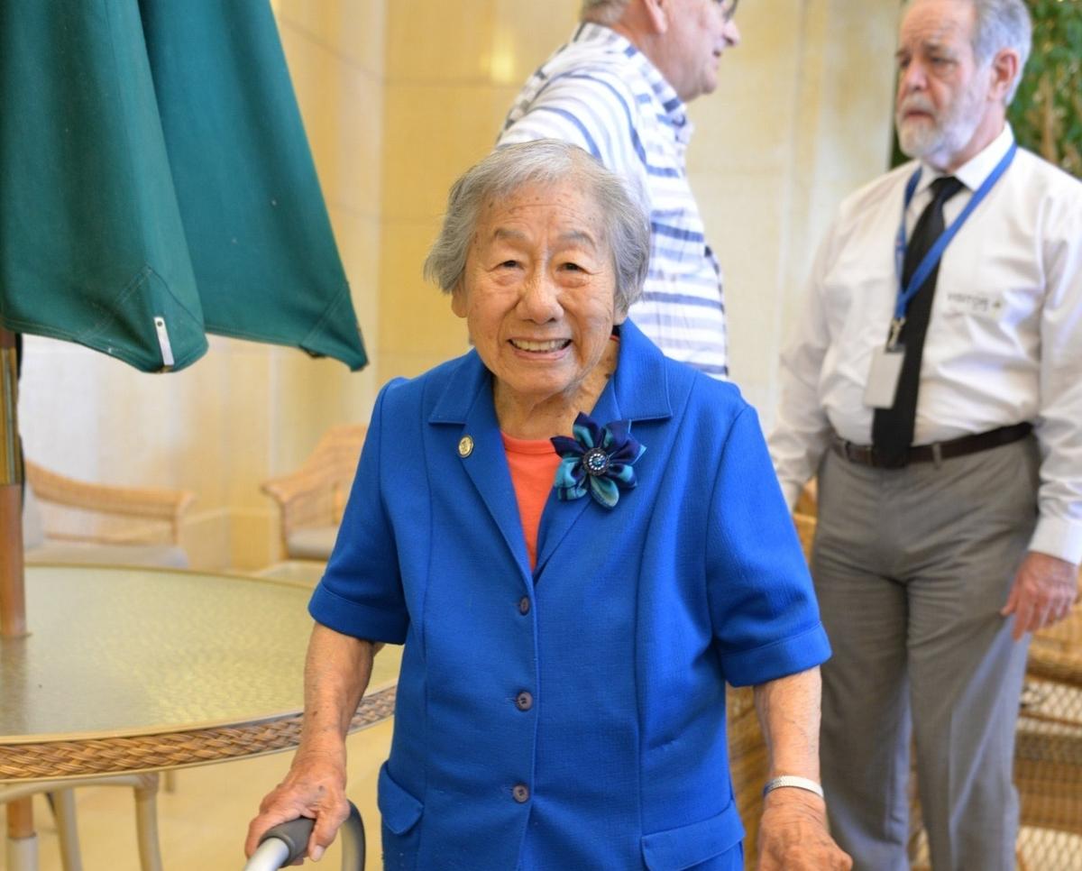 May Lee, California’s oldest and longest-serving state worker, is pictured in 2020. She died on May 26, 2023 after serving 80 years as state worker, most of it with the Department of General Services.