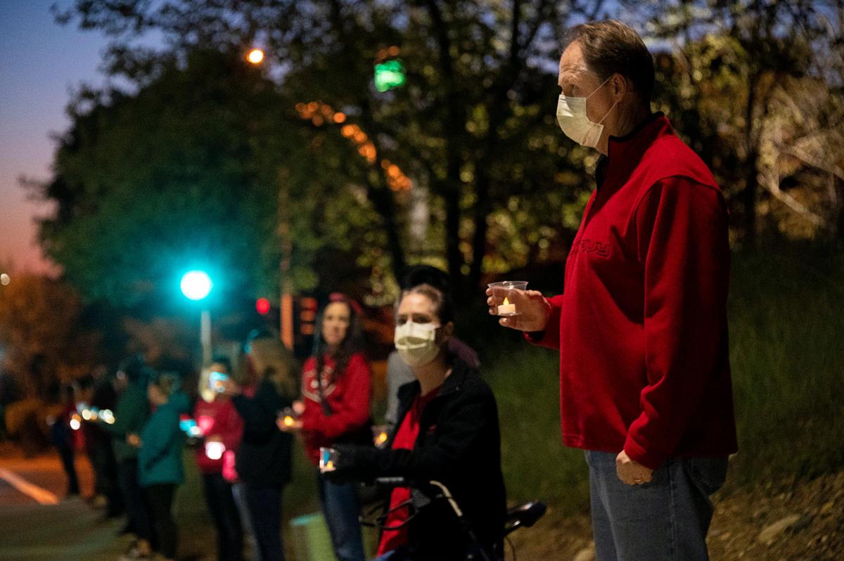 Sutter Roseville nurses hold a candle light vigil, Wednesday, April 1, 2020, highlighting the lack of staff planning, inadequate personal protection equipment (PPE), and being told they will no longer be notified when they are exposed to a COVID-19 patient.
