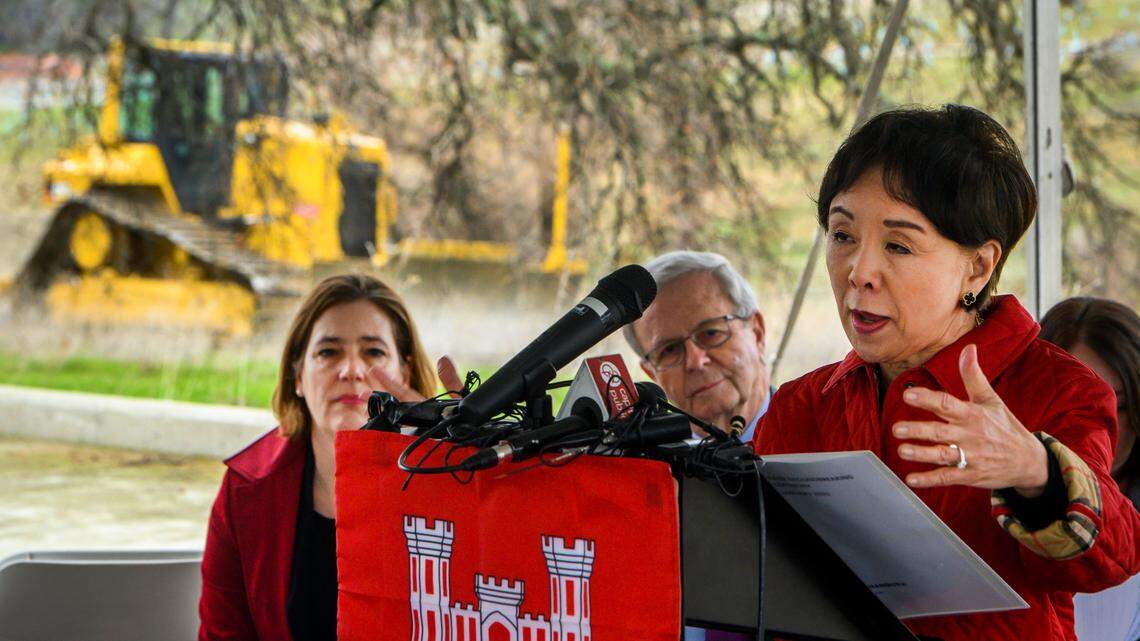 U.S. Congresswoman Doris Matsui speaks during the groundbreaking for the Folsom Dam Raise Project in Folsom on Tuesday, Jan. 21, 2020.