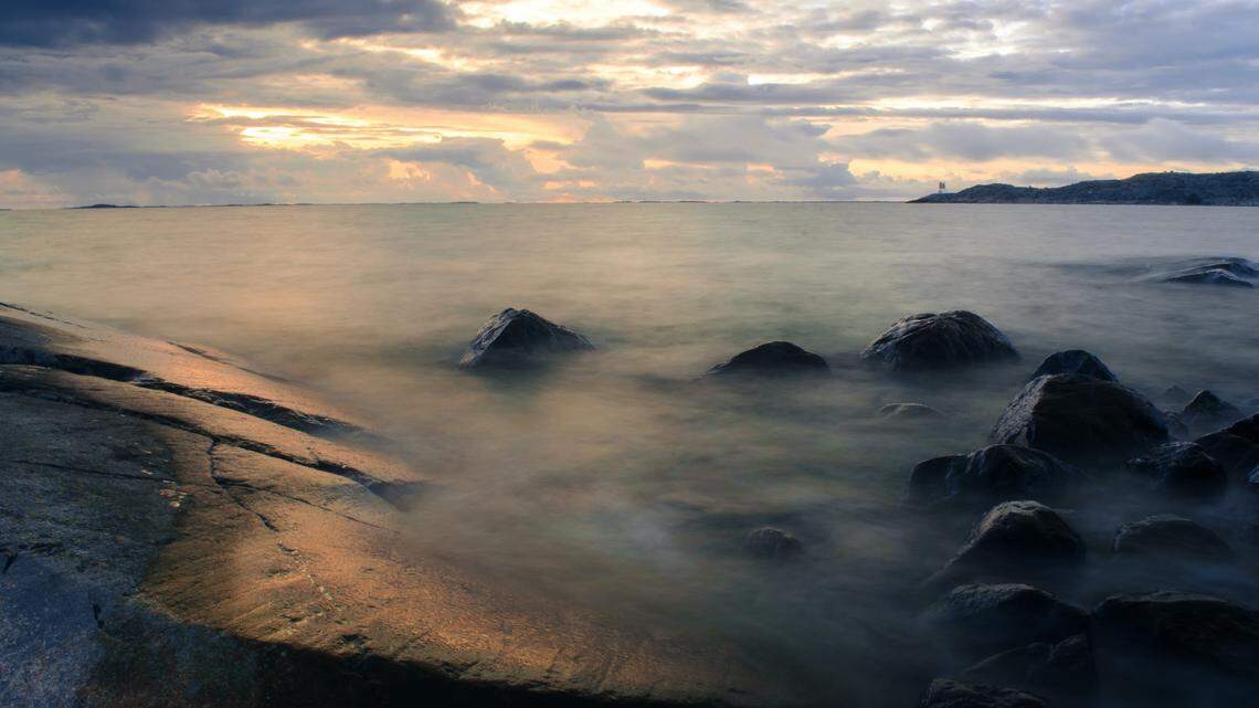 A birdwatcher spotted the “extremely rare” sight of a moose swimming to the remote island of Utö for the first time in years. The photo shows a representative island in the Finnish archipelago.