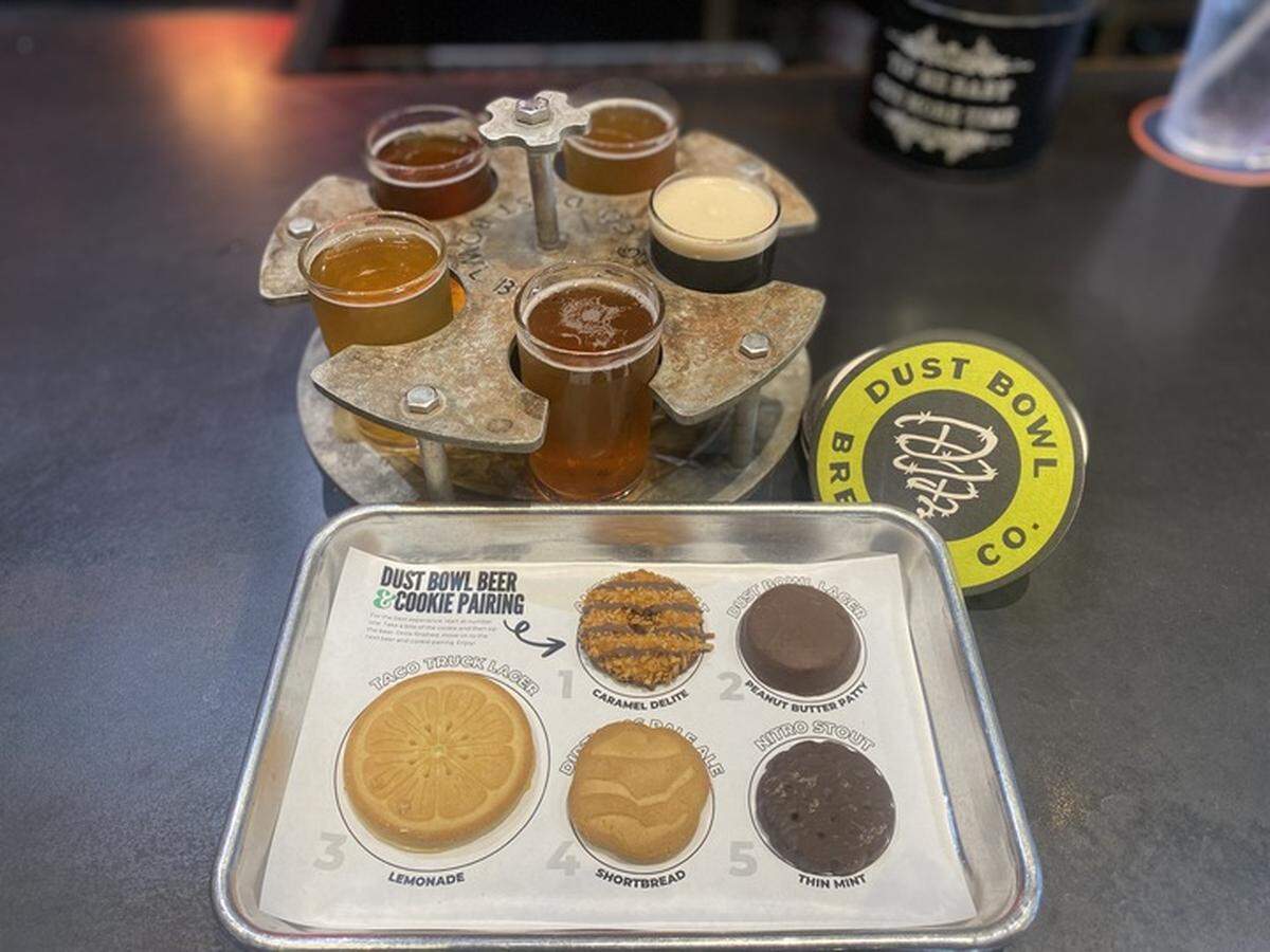 Dust Bowl Brewing Co. in Elk Grove is pairing specialty beer with five flavors of Girl Scout cookies during March.