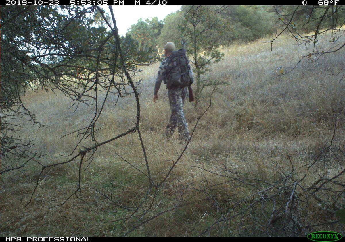 An image from the trail camera used in the Department of Fish and Wildlife investigation of Chris Stone’s hunting activities allegedly shows him in the area were investigators had previously found illegal bait.