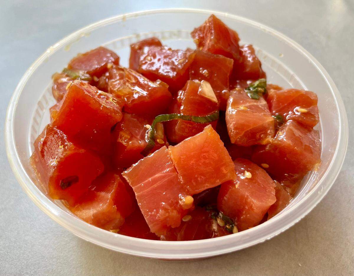 Fresh Off Da Boat by Chef T’s ahi poke comes on taro chips, taro fries or simply on its own as a side.