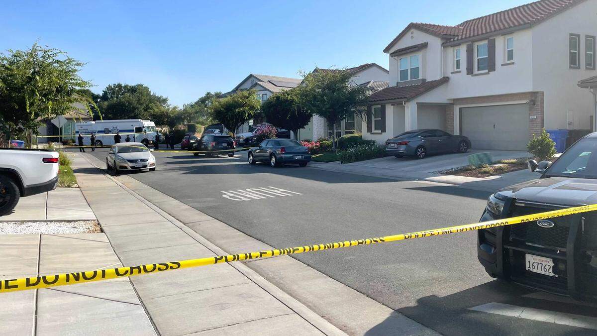 A home on Triplefin Way in Elk Grove remained cordoned off with police tape Monday, June 23, 2025, after two people were found fatally shot inside. Detectives continued their investigation into what police said was not a random act of violence.