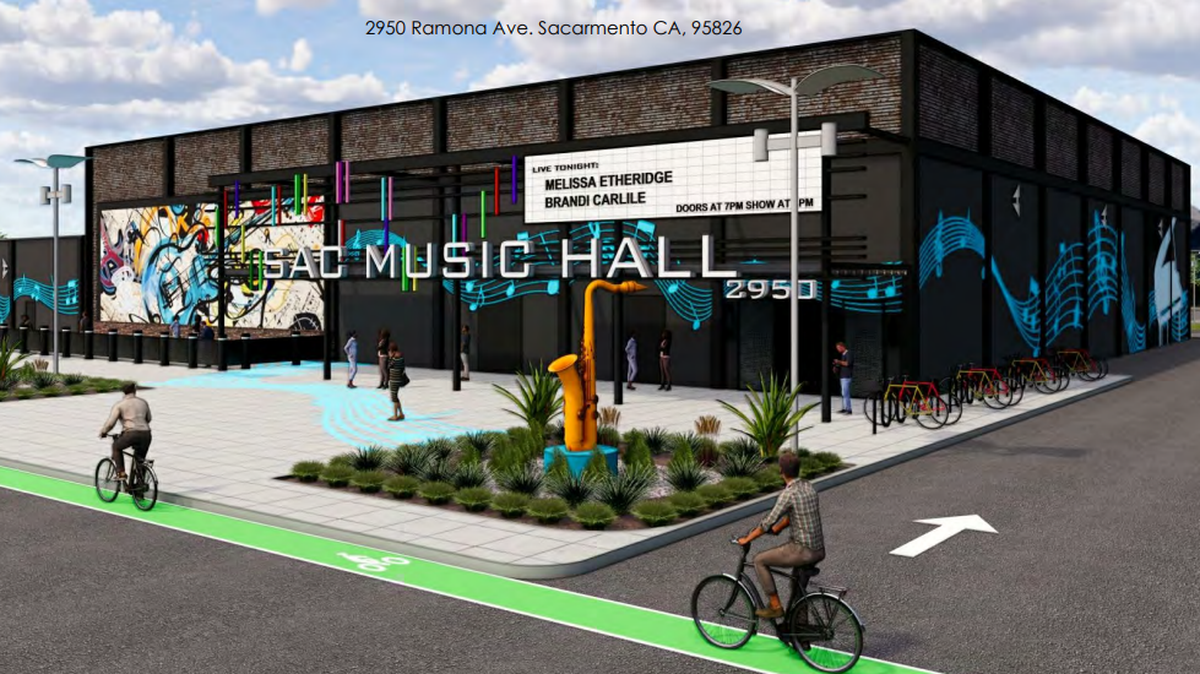 Artist rendering of the Sacramento Music Hall and Performing Arts Center near Sacramento State. 