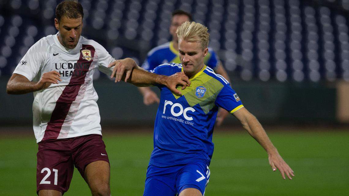 Sac Republic defender Dekel Keinan (21) scored Sac Republic’s lone goal on Saturday night in the 1-1 tie against Reno 1868 FC.