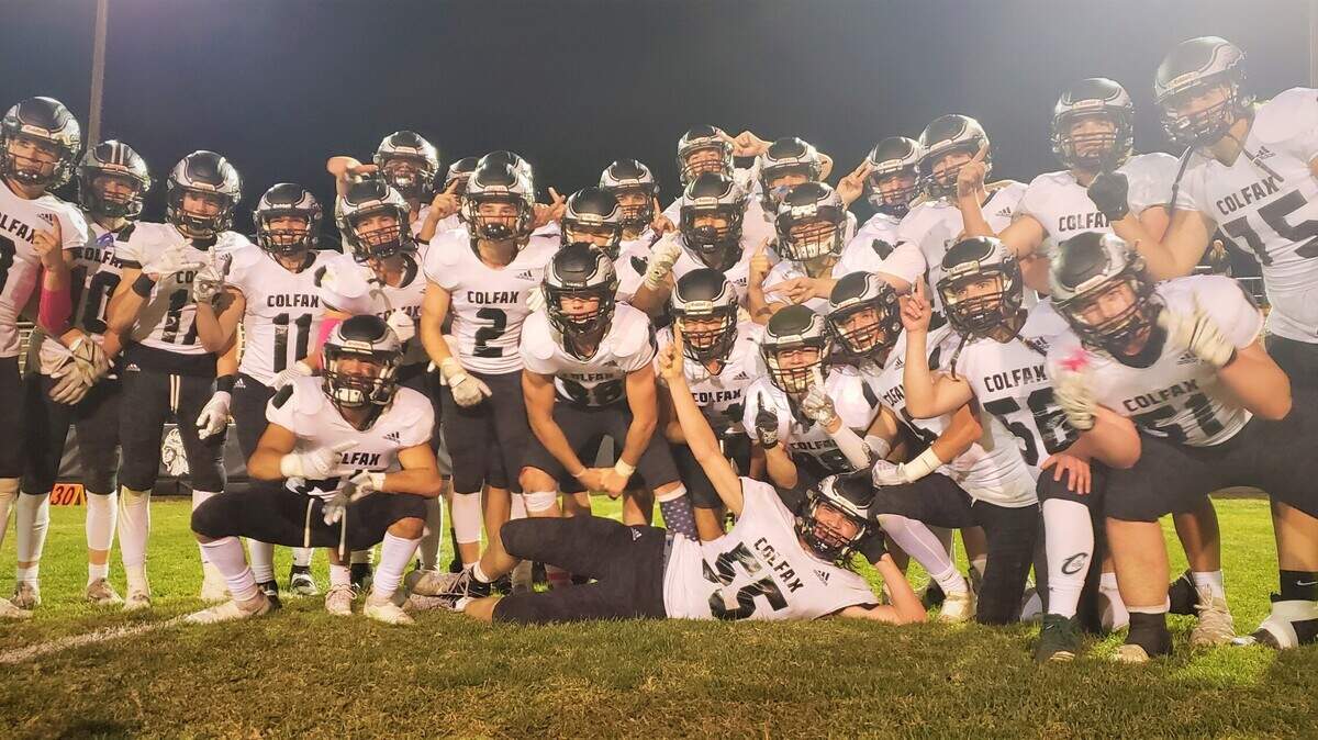 The Colfax High School football team poses for a picture after beating Marysville on Thursday.