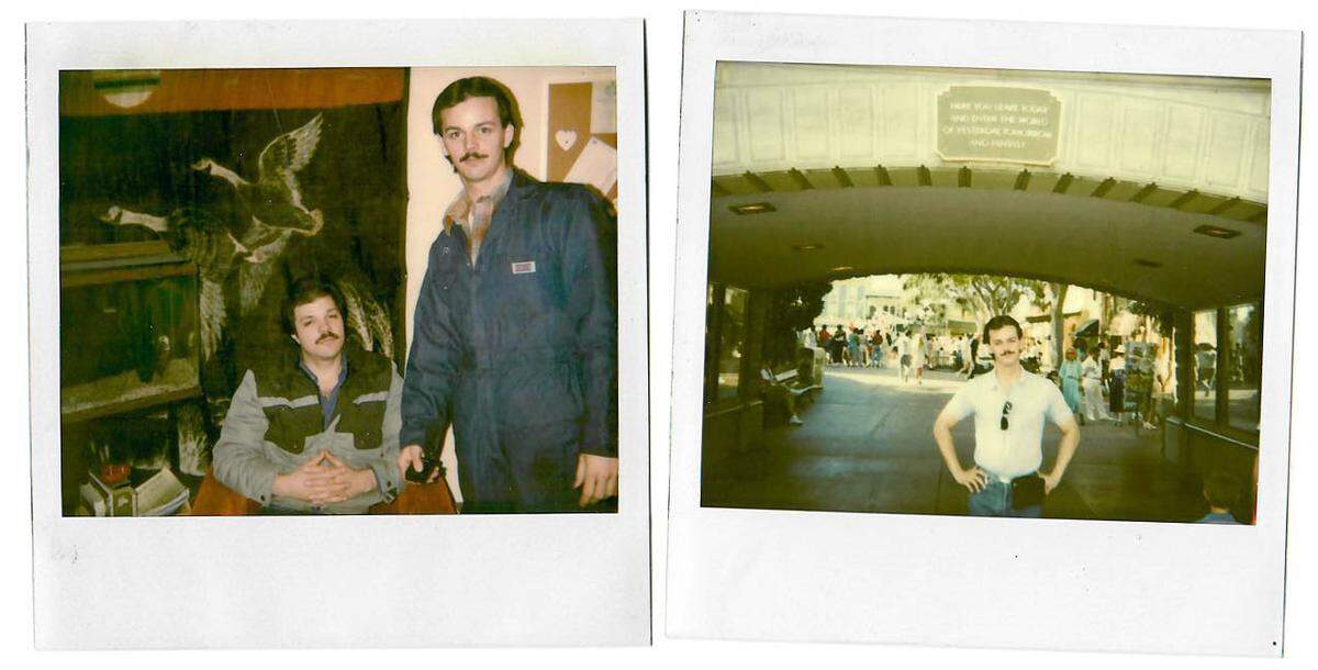 Karl Lysinger appears in Polaroid photographs found by a neighbor after the August 2025 explosion of his home in South Oak Park.