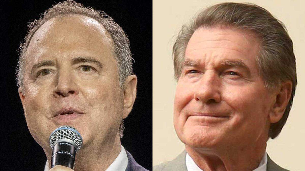 Rep. Adam Schiff, left, and Steve Garvey are vying for California’s U.S. Senate seat in the Nov. 5, 2024, election