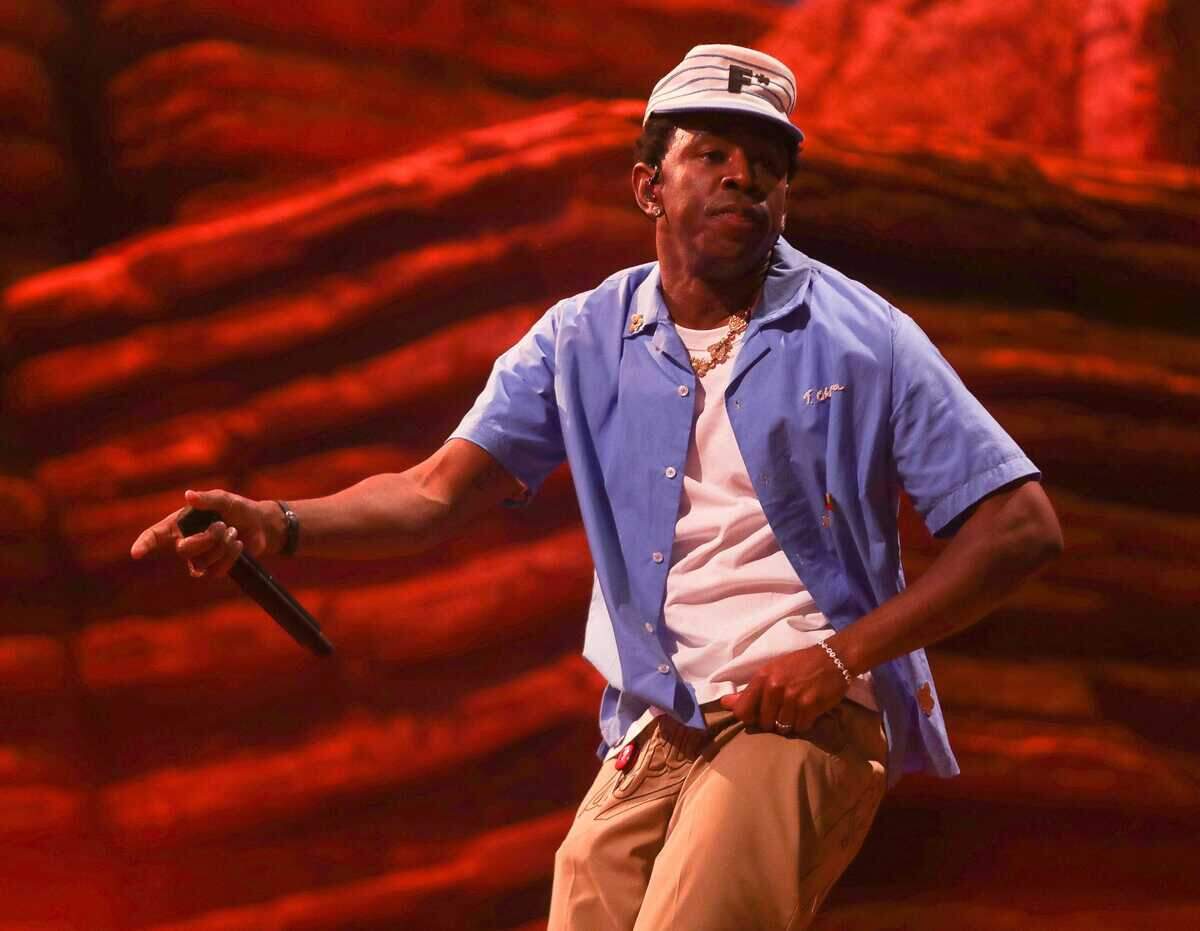 Tyler, the Creator performs during the second weekend of the Coachella Valley Music and Arts Festival in Indio on April 20, 2024.