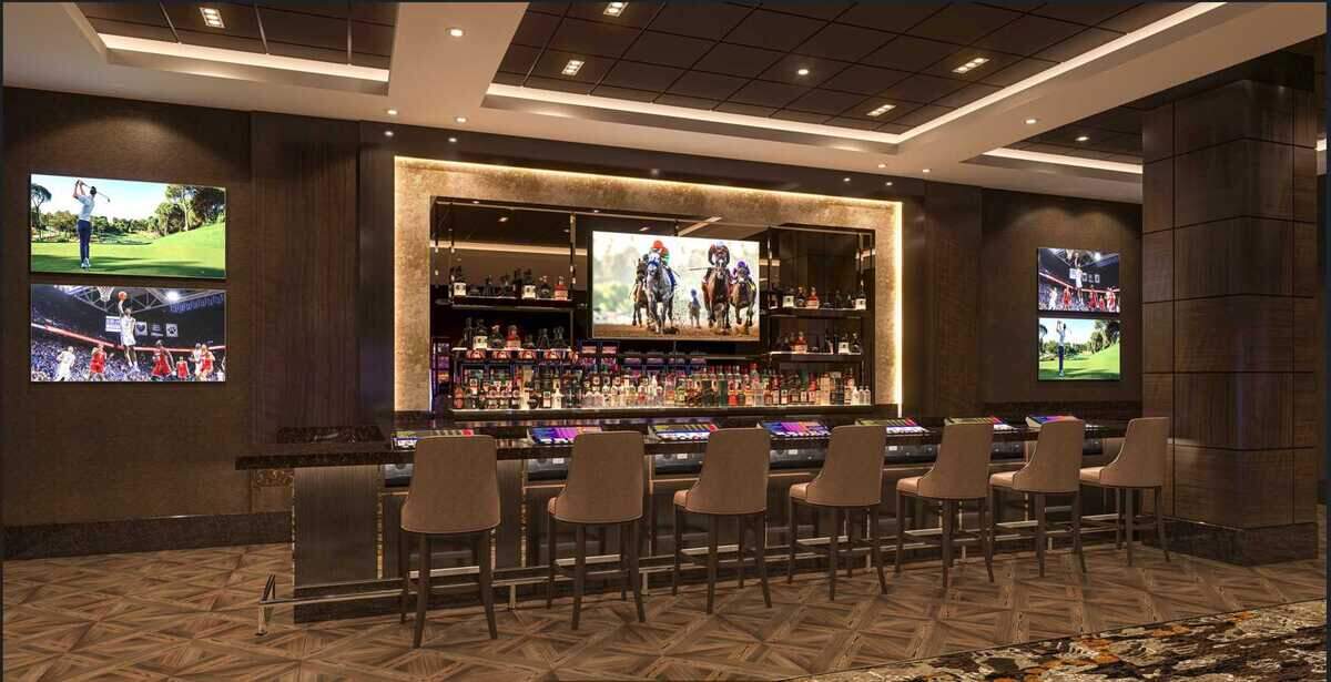 Sky River Casino in Elk Grove announced plans Thursday, June 8, 2023, for The Humidor, a new spirits-and-smokes lounge set to open later this year. A rendering from the Wilton Rancheria tribe operators shows what is in store with its mix of low-lit club and widescreen-TV sports bar touches.