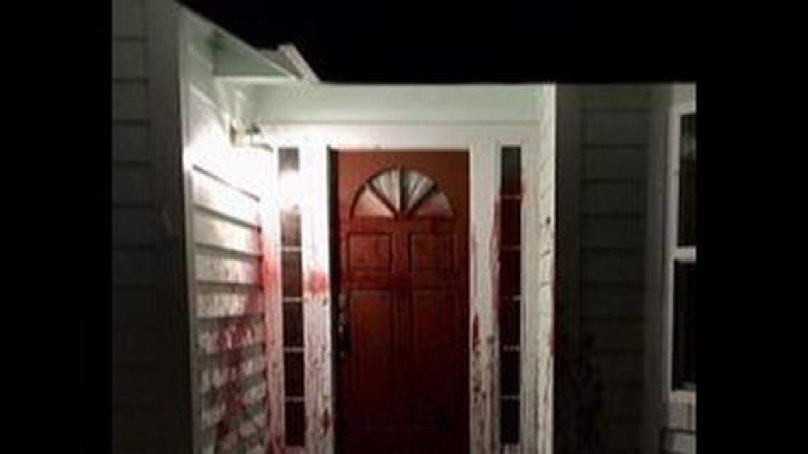 Vandals left a pig’s head and splashed blood at the former Santa Rosa, California, home of an expert witness at the trial of Derek Chauvin, police say.