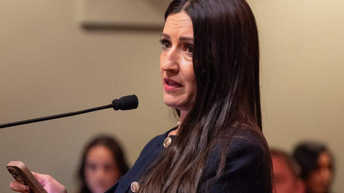 Sonja Shaw, president of the Chino Valley Unified school board, speaks against the Democratic redistricting proposal at an Assembly Elections Committee hearing at the state Capitol on Aug. 19, 2025.