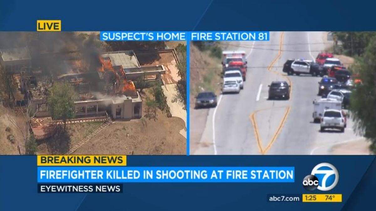 The Los Angeles County Fire Department said there was a shooting at Fire Station 81 in Agua Dulce and multiple people were shot. One firefighter died at the scene.
