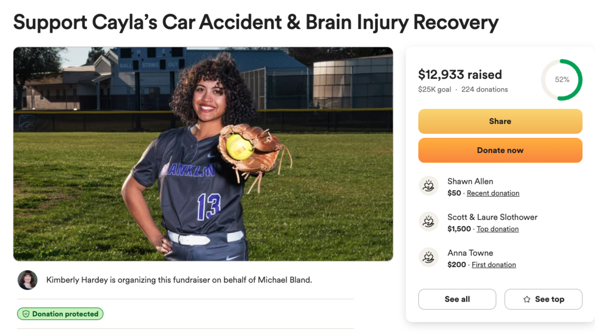 Micayla Arlotto, 17, was injured in a vehicle crash on May 19. Arlotto is a senior on the Franklin High School softball team who was set to graduate on Thursday.