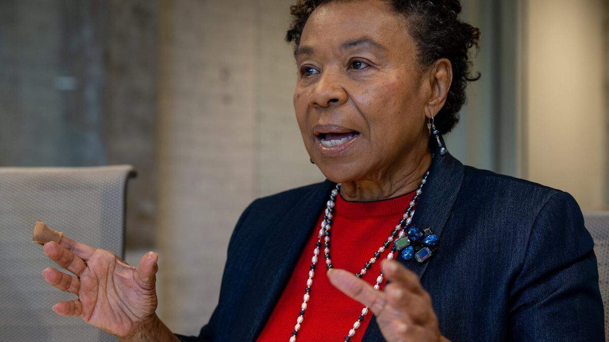 Rep. Barbara Lee, D-Oakland, talks about her campaign for U.S. Senate on Friday at The Sacramento Bee offices.