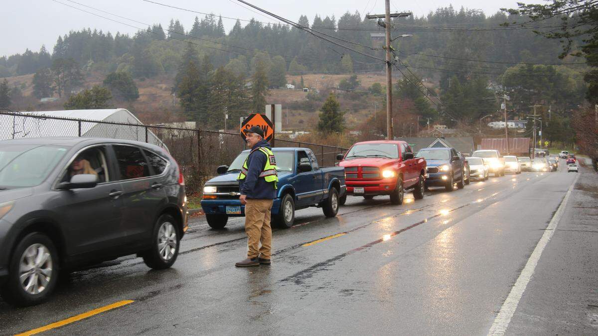 Humboldt County residents line up for gas at the Blue Lake Rancheria Tribe reservation after a powerful earthquake Tuesday led to widespread electricity blackouts in the region.