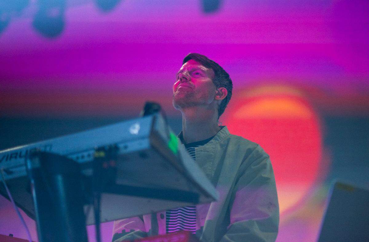 With frontman Scott Hansen on synthesizers, Sacramento band Tycho performs during the opening weekend for Channel 24, a new concert venue in midtown, on Friday.