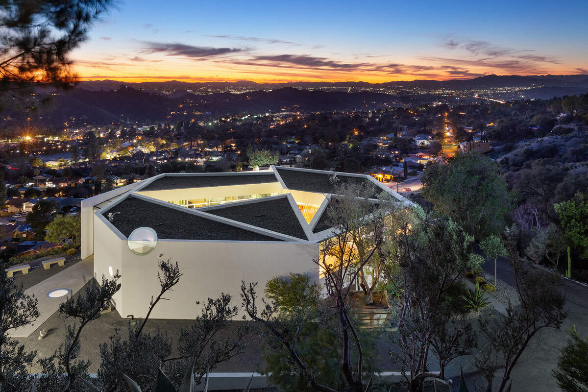 A hexagon-shaped compound with a unique design lists fo $7.99 million in La Crescenta, California.