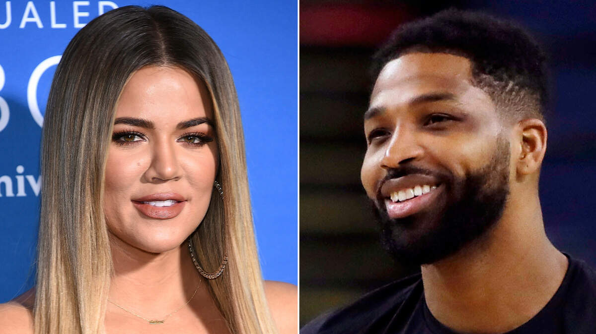 This combination photo shows TV personality Khloe Kardashian at the NBCUniversal Network 2017 Upfront in New York on May 15, 2017, left, and Cleveland Cavaliers’ Tristan Thompson during an NBA basketball practice in Oakland, Calif., on May 30, 2018. Kardashian and Thompson have a nearly one-year-old daughter named True. (AP Photo)
