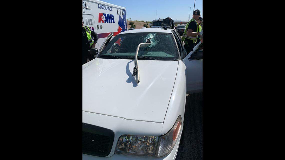 The piece of debris appeared to be part of a luggage rack, police said.