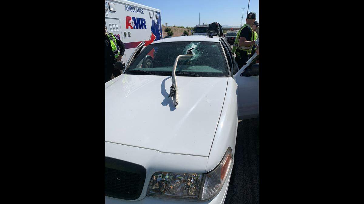 The piece of debris appeared to be part of a luggage rack, police said.