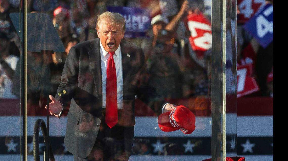 Donald Trump screams at a pre-election rally. Trump has promised that his second stint in the White House will include mass deportations of immigrants without permanent legal status.