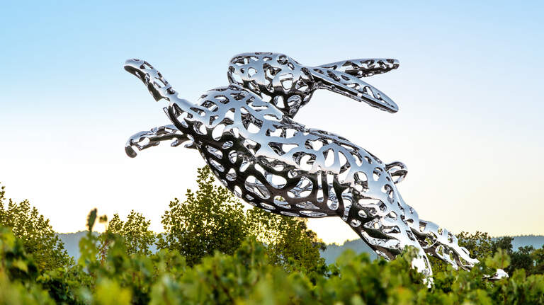Sacramento airport’s red rabbit has a brother in Napa wine country. Meet ‘Bunny Foo Foo’