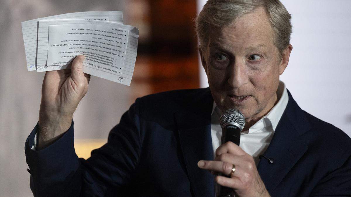 Democratic governor candidate Tom Steyer during a campaign stop in Sacramento earlier this month.