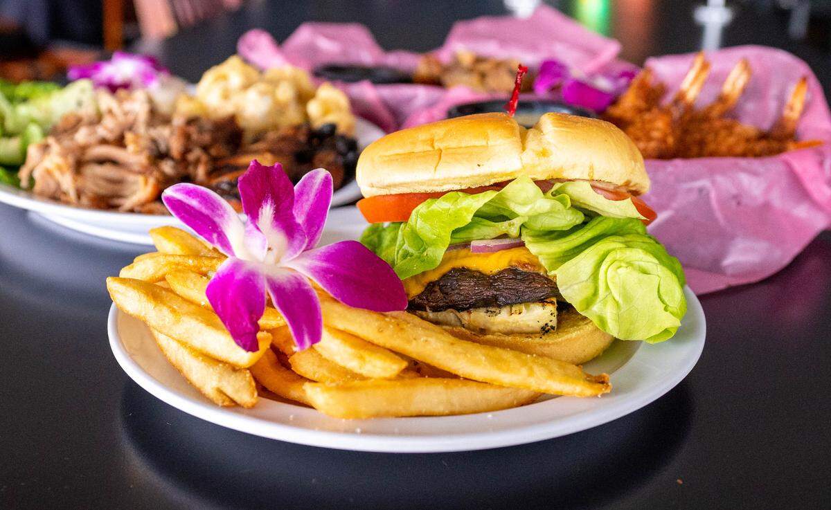 The teriyaki mushroom burger is expected to be a popular menu item at Holaloha Fusion Restaurant & Bar.