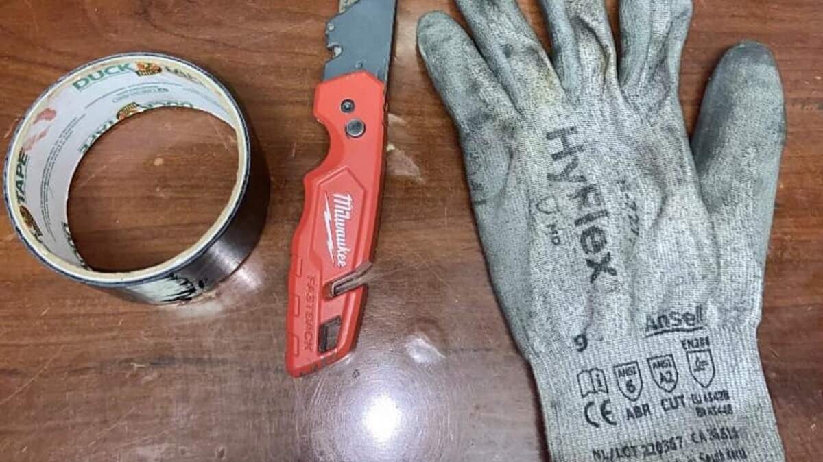 A woman called 911 after she heard noises coming from a bedroom in her home. Police found a man hiding inside the closet with a folding knife and a roll of duct tape.