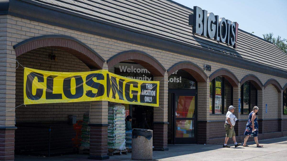 Customers leave the Big Lots store that is closing in Sacramento County’s La Riviera community on Monday, July 22, 2024. A total of six Big Lot locations in the Sacramento region are closing.