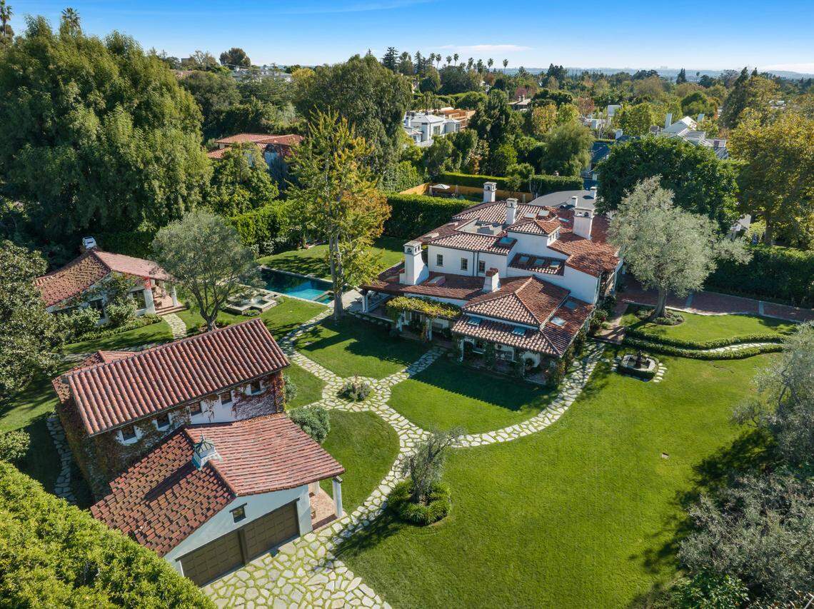 The Spanish Colonia Revival-style estate includes a chapel.
