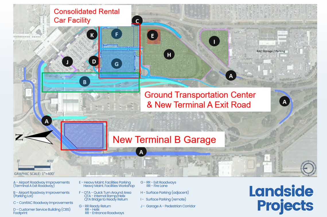Sacramento International Airport Landside Projects map.