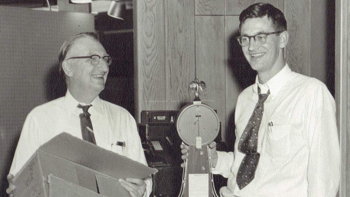 Ed Grebitus, Jr. and his father unloading products during the opening of the second Grebitus Jewelers location.