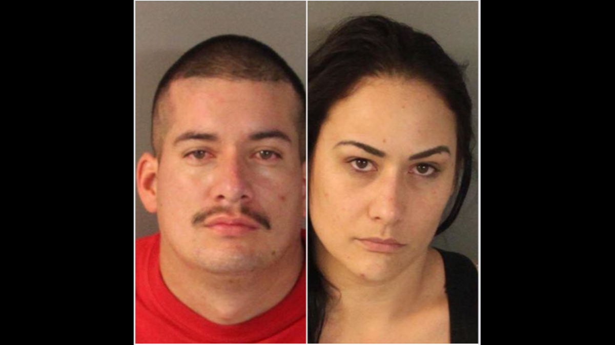 Onesimo Uribe, 30, and Stephany Mauss, 30, were arrested Monday in North Auburn after after a deputy found them sitting in a parked car that was found to contain marijuana, drug paraphernalia, blank checks, a handgun and ammunition at a gas station on Dry Creek Road, according to a Placer County Sheriff’s Facebook post.