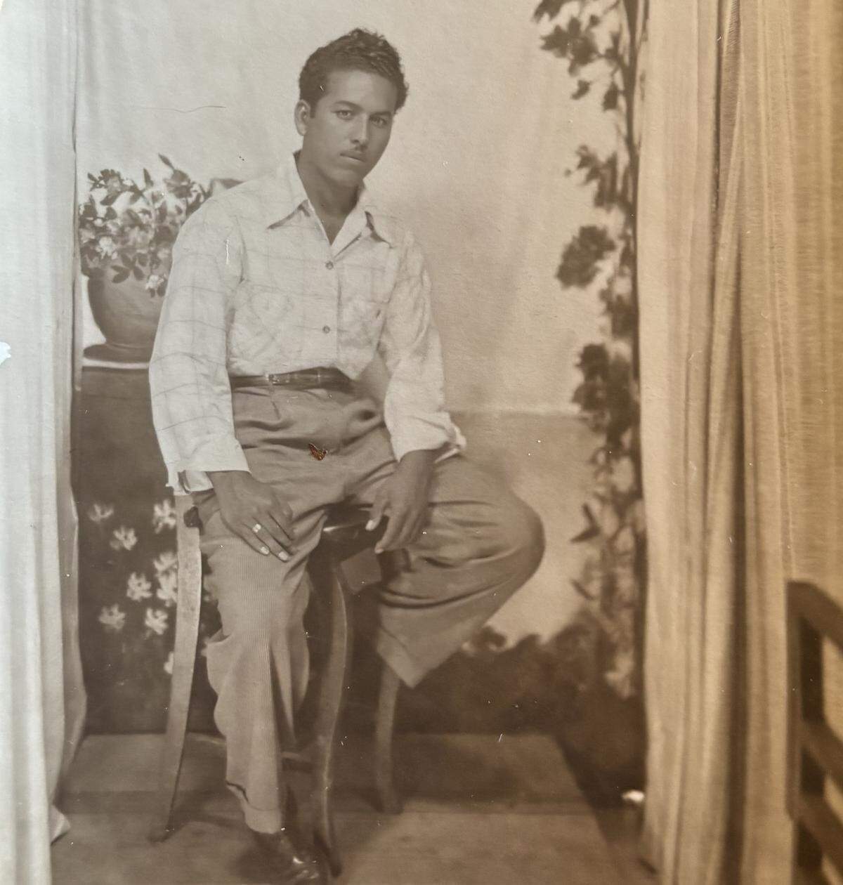 Santos Jimenez pictured as a young man. He registered for military service on his 18th birthday, Oct. 11, 1943.