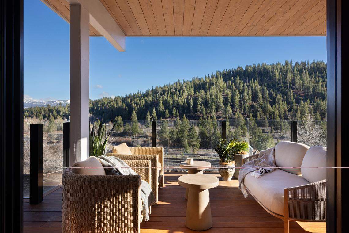 Expansive decks and patios can accommodate large groups at Guesthouse Lake Tahoe.