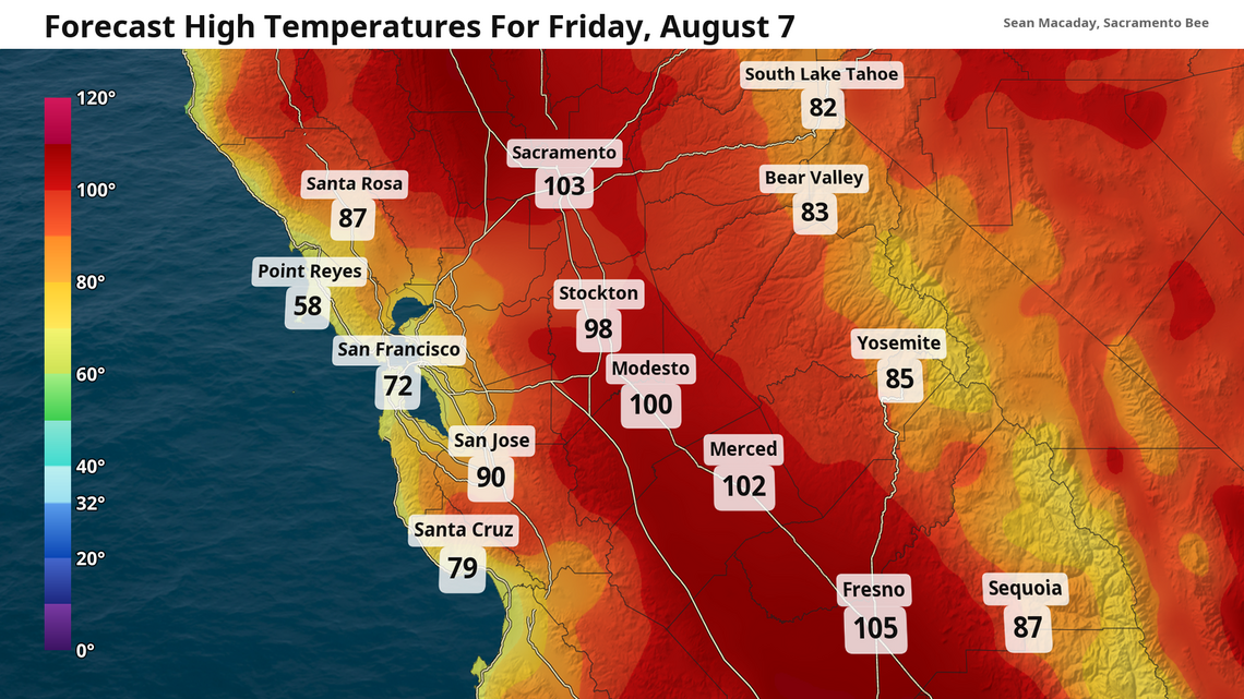 Central Valley to roast for another weekend as fire risk grows; cooldown in sight