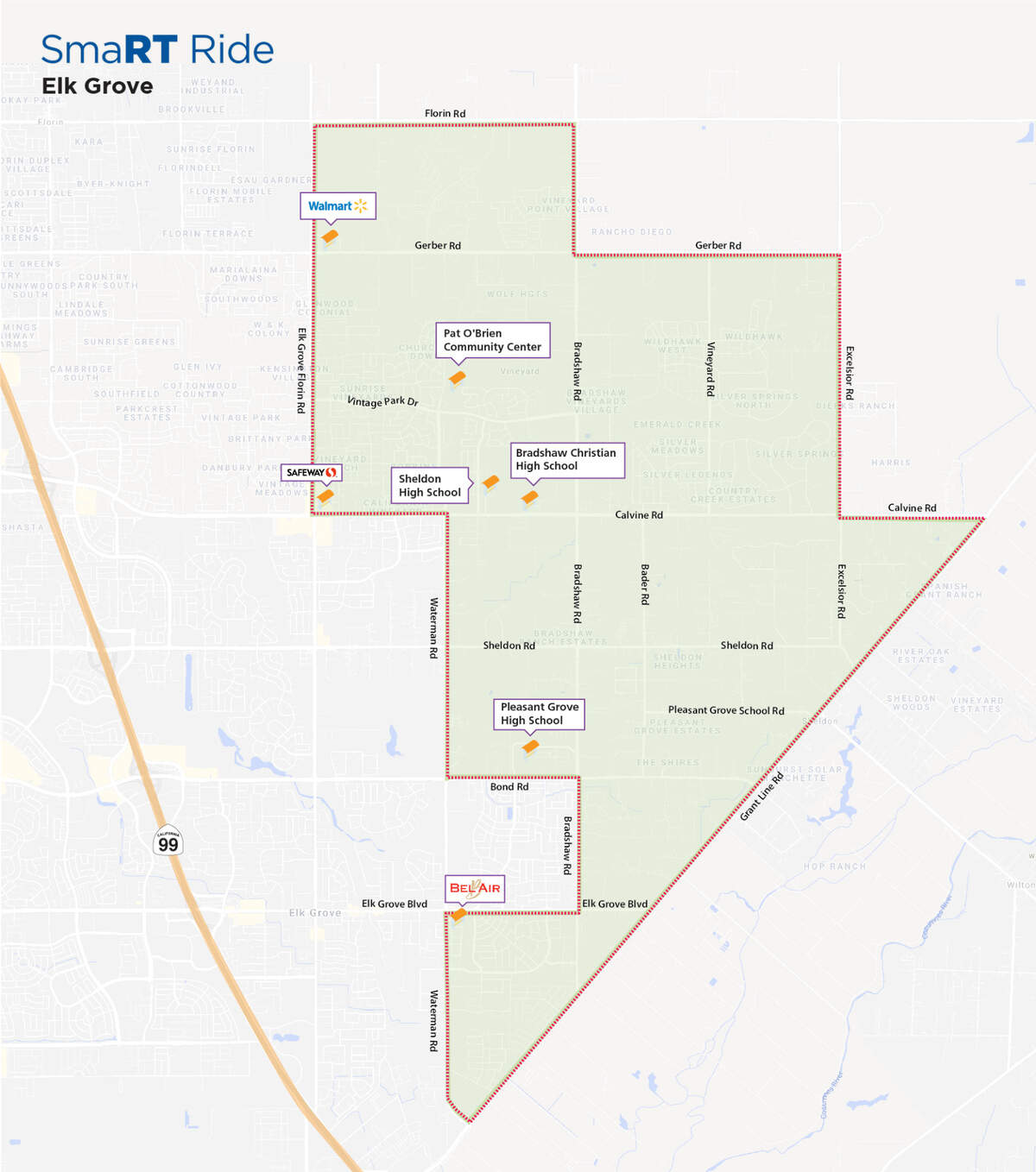 In Elk Grove, the new zone coincides with Elk Grove’s e-tran bus and van service.