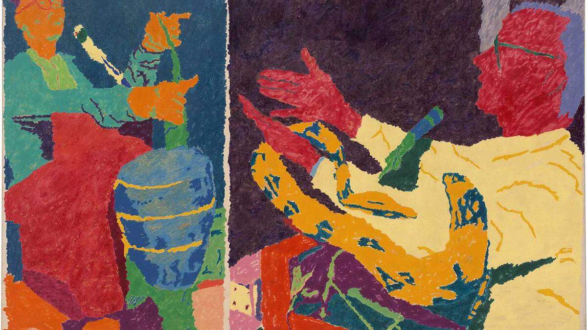 “Call for Bids,” 1973, by Irving Marcus. oil on canvas.