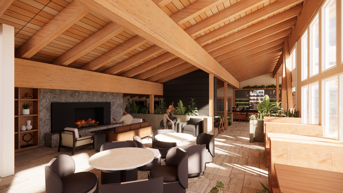 Palisades Tahoe’s Apex Club lounge offers members upscale amenities, including gourmet bites, a private bar, and concierge service.
