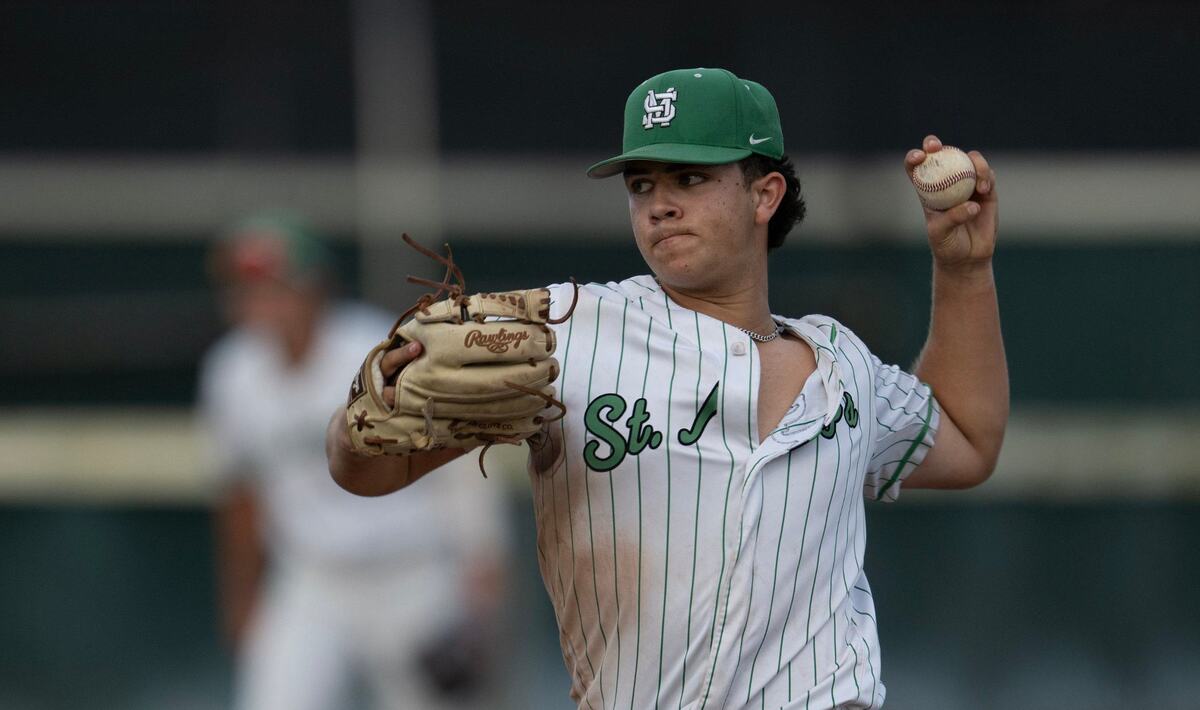 St. Mary’s of Stockton pitcher Tanner Grove pitches in the top of the 6th inning in their victory over Rocklin High School during a CIF Sac-Joaquin Section Division I baseball section championship game on Thursday at Sacramento City College.
