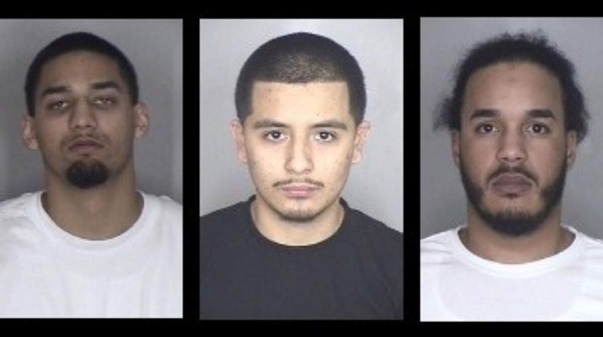Rishabh Kunwar, left, Kevin Mendez, center, and Apolinar Arias were arrested and charged with robbery after stealing marijuana from a pair in Butte County on Monday. They had 75 pounds of pot and over $50,000 in cash, sheriff’s officials said.