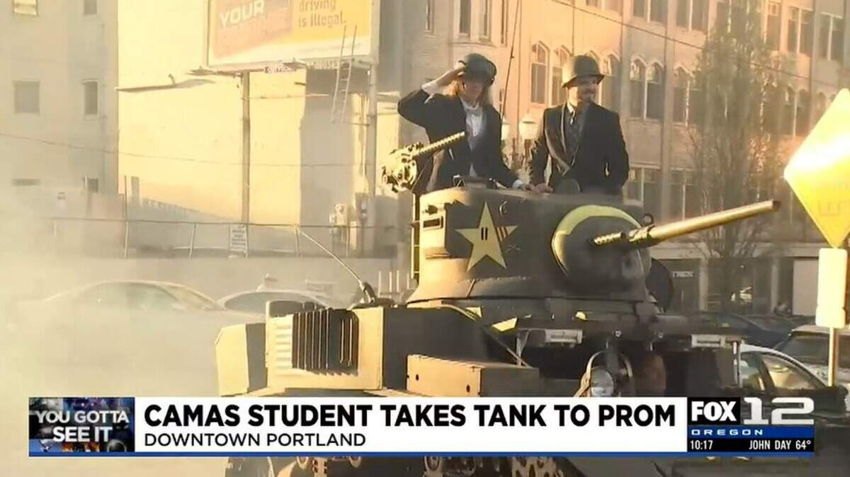 Two Oregon teens decided to take a military tank to their prom.